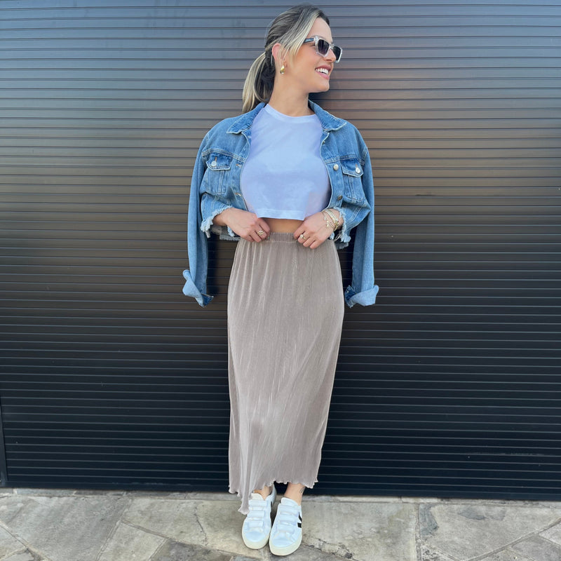 Saia midi plissada - Kali Store