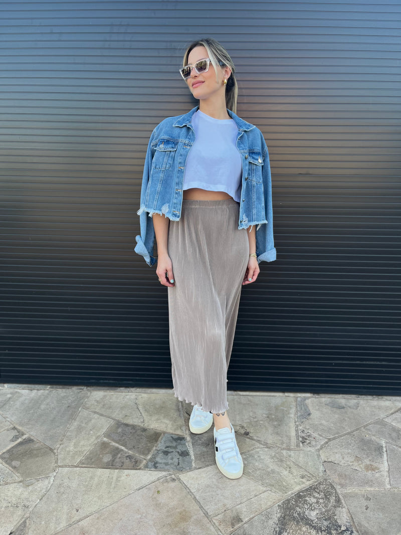 Saia midi plissada - Kali Store